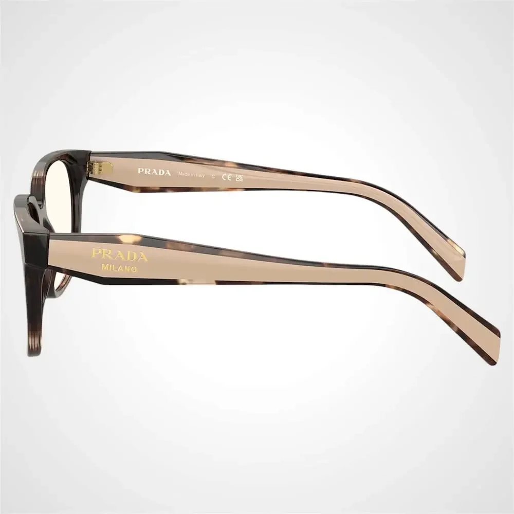 New PRADA Eyeglasses Square Brown Caramel Havana 52-18-140mm